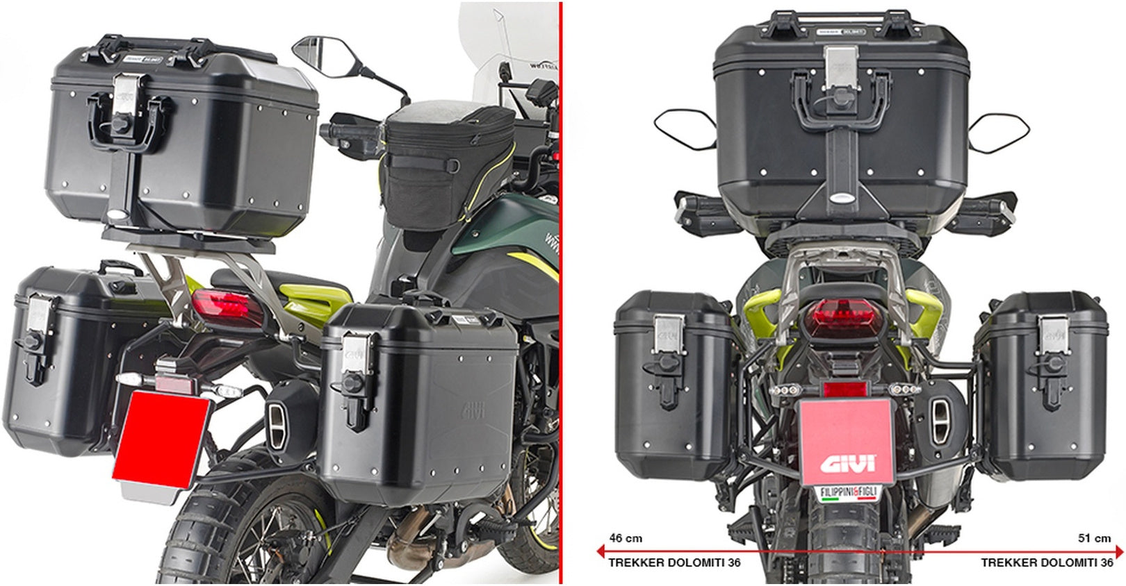Black Top Case + Side Cases - 84 Lt Technopolymer - Givi Compatible With Benelli Trk 702 (2023-2024)