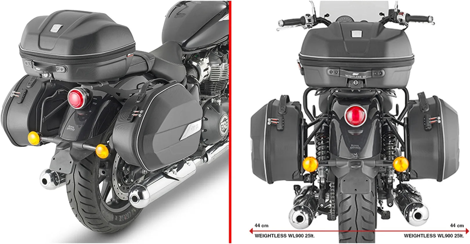 Seitenkoffer Monokey Schwarz 66 Lt Nylon - Givi Kompatibel Mit Royal Enfield Super Meteor 650 (2023-2024)