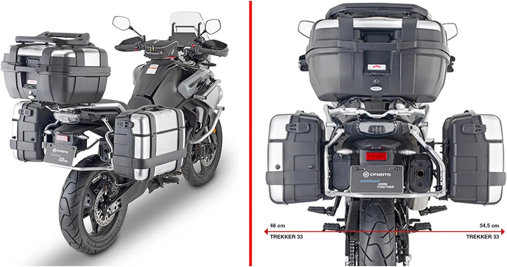 Seitenkoffer Monokey Schwarz 44 Lt Technopolymer - Givi Kompatibel Mit Cfmoto 800 Mt (2022-2024)