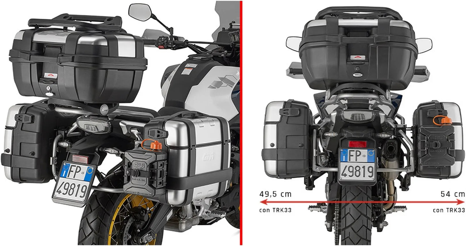 Seitenkoffer Monokey Schwarz 44 Lt Technopolymer - Givi Kompatibel Mit Cfmoto 700 Mt Adv (2025)