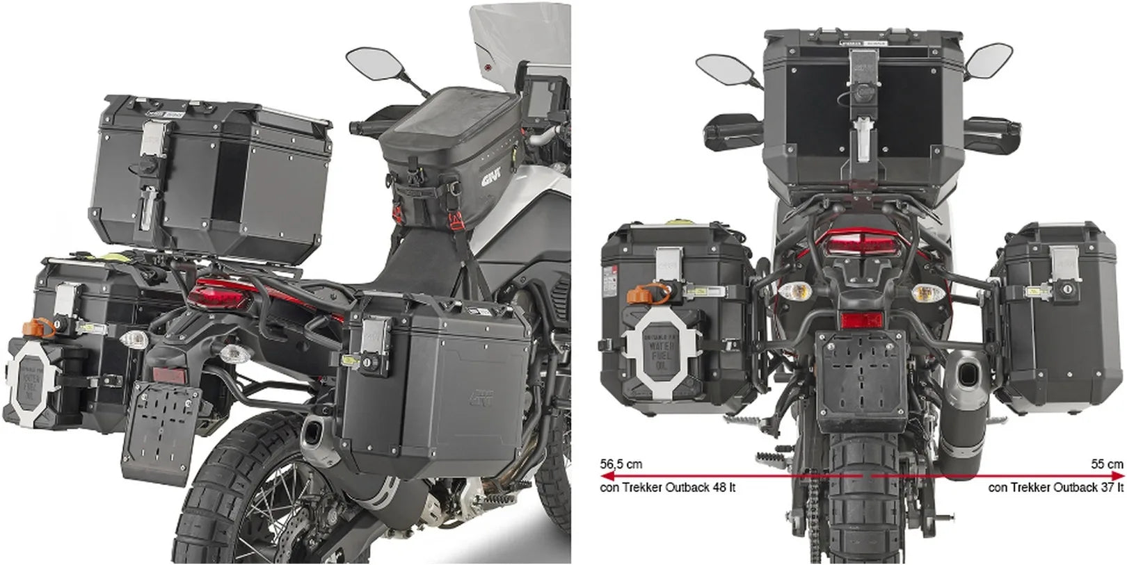 Seitenkoffer Monokey Cam-Side Trekker Outback Evo Smart Aluminium Schwarz + Schloss 77 Lt Trekker Outback Evo Smart Aluminium - Givi Kompatibel Mit Yamaha Ténéré 700 World Raid (2022-2024)