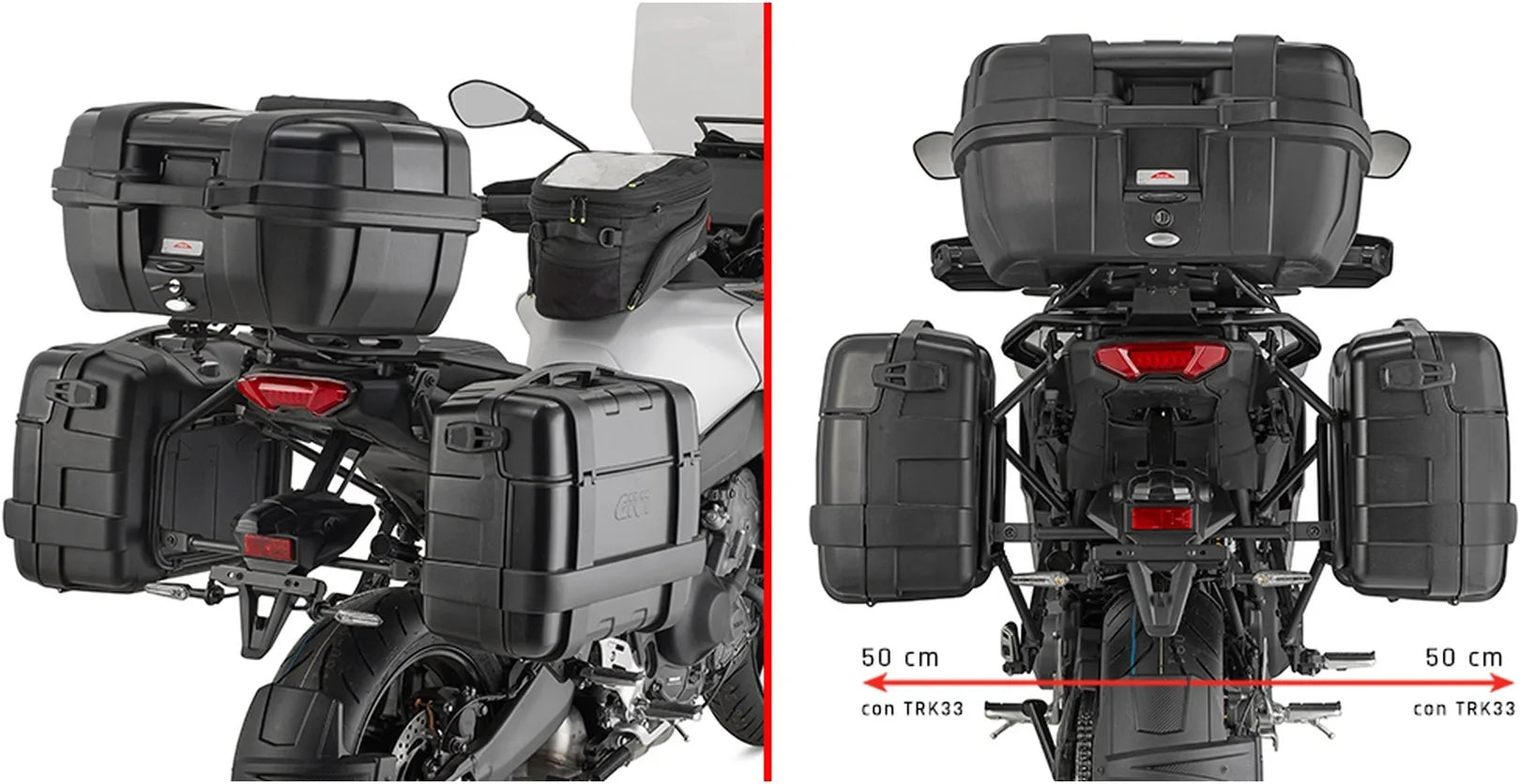 Seitenkoffer Monokey Schwarz 66 Lt Nylon - Givi Kompatibel Mit Yamaha Tracer 9 - Gt - Gt+ (2025)