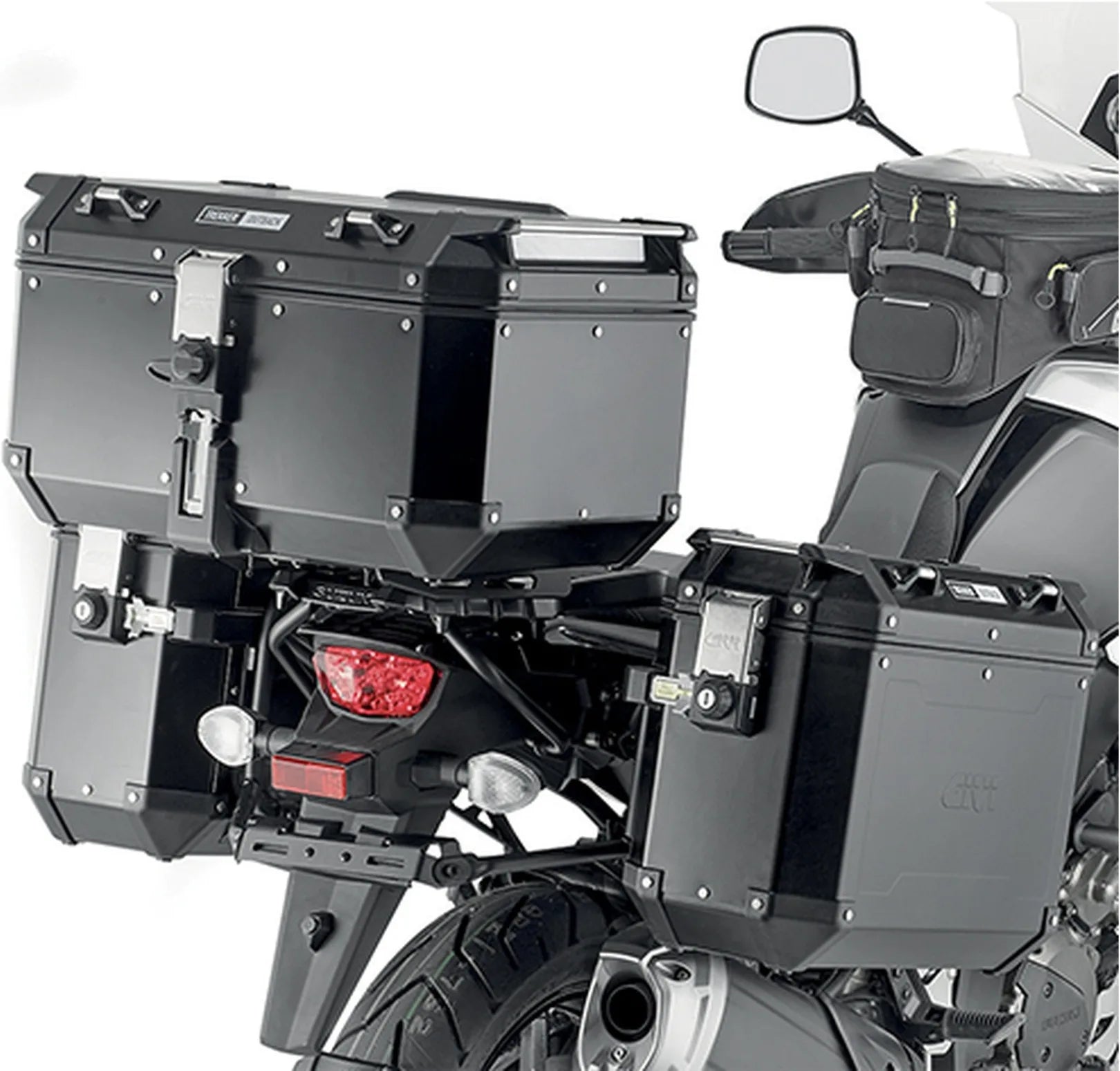Seitenkoffer Monokey Cam-Side Trekker Outback Evo Smart Aluminium + Schloss 74 Lt Trekker Outback Evo Smart Aluminium - Givi Kompatibel Mit Suzuki V-Strom 1050 De (2023)