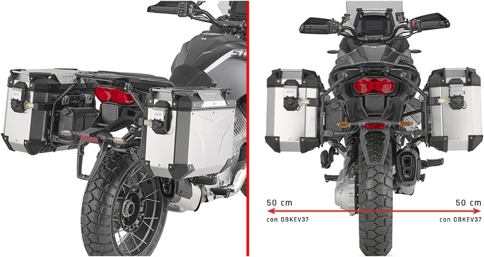 Monokey Cam-Side Trekker Outback Evo Smart Black Aluminium Side Cases + Locks - 74 Lt Trekker Outback Evo Smart Aluminium - Givi Compatible With Moto Guzzi Stelvio 1000 (2024)