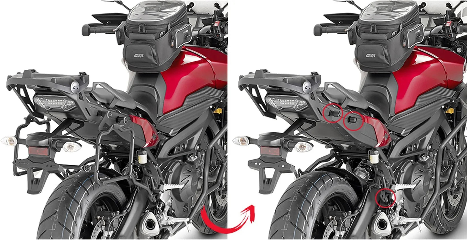 Satteltaschen Monokey Canyon Schwarz 50 Lt Canyon Nylon - Givi Kompatibel Mit Yamaha Mt-09 Tracer (2015-2017)