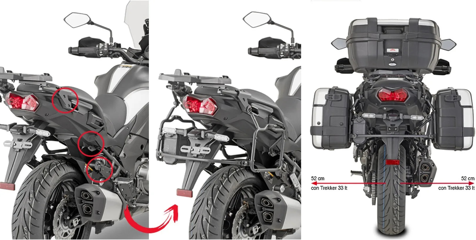 Seitenkoffer Monokey Trekker Dolomiti Aluminium 60 Lt Trekker Dolomiti Aluminium - Givi Kompatibel Mit Kawasaki Versys 1000 - Se (2019-2024)