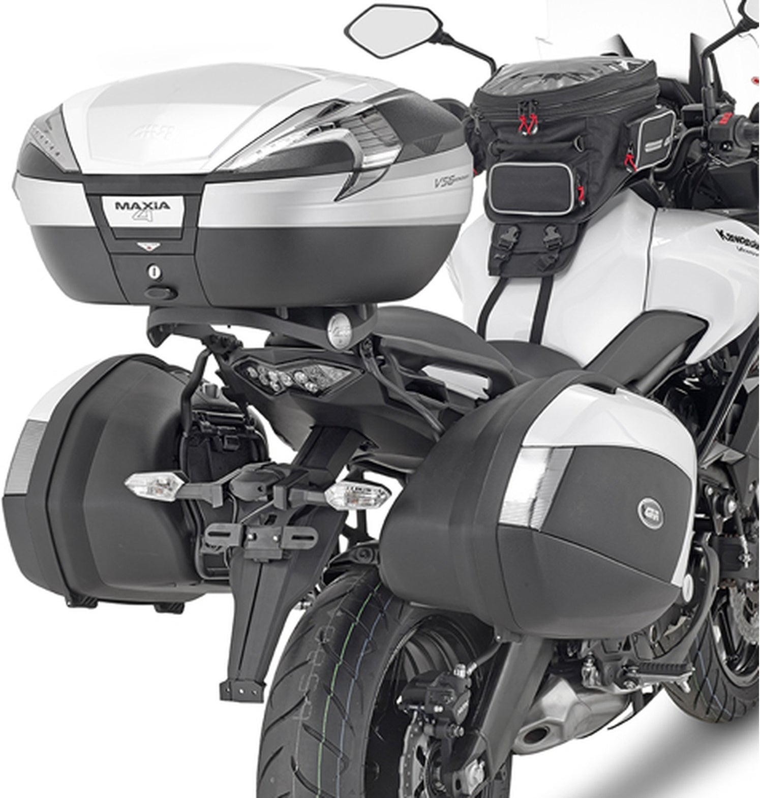 Arena Black Top Case + Side Cases - 110 Lt Arena Technopolymer - Givi Compatible With Kawasaki Versys 650 (2015-2021)