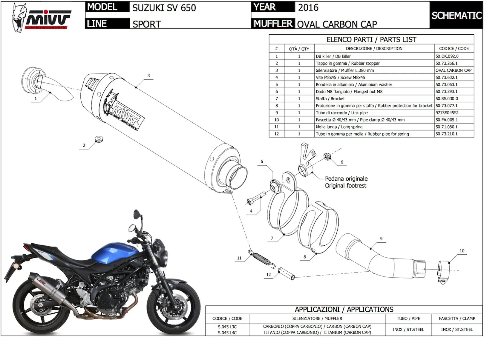 Auspuffendstück Ohne Katalysator Und Ohne Geräuschzulassung Gp Stahl Schwarz - Mivv Kompatibel Mit Suzuki Van 200 (2016-2017)