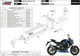 Auspuffendstück Mit Geräuschzulassung Suono Stahl Schwarz Carbon - Mivv Kompatibel Mit Suzuki Gsx-S 750 (2017-2020)