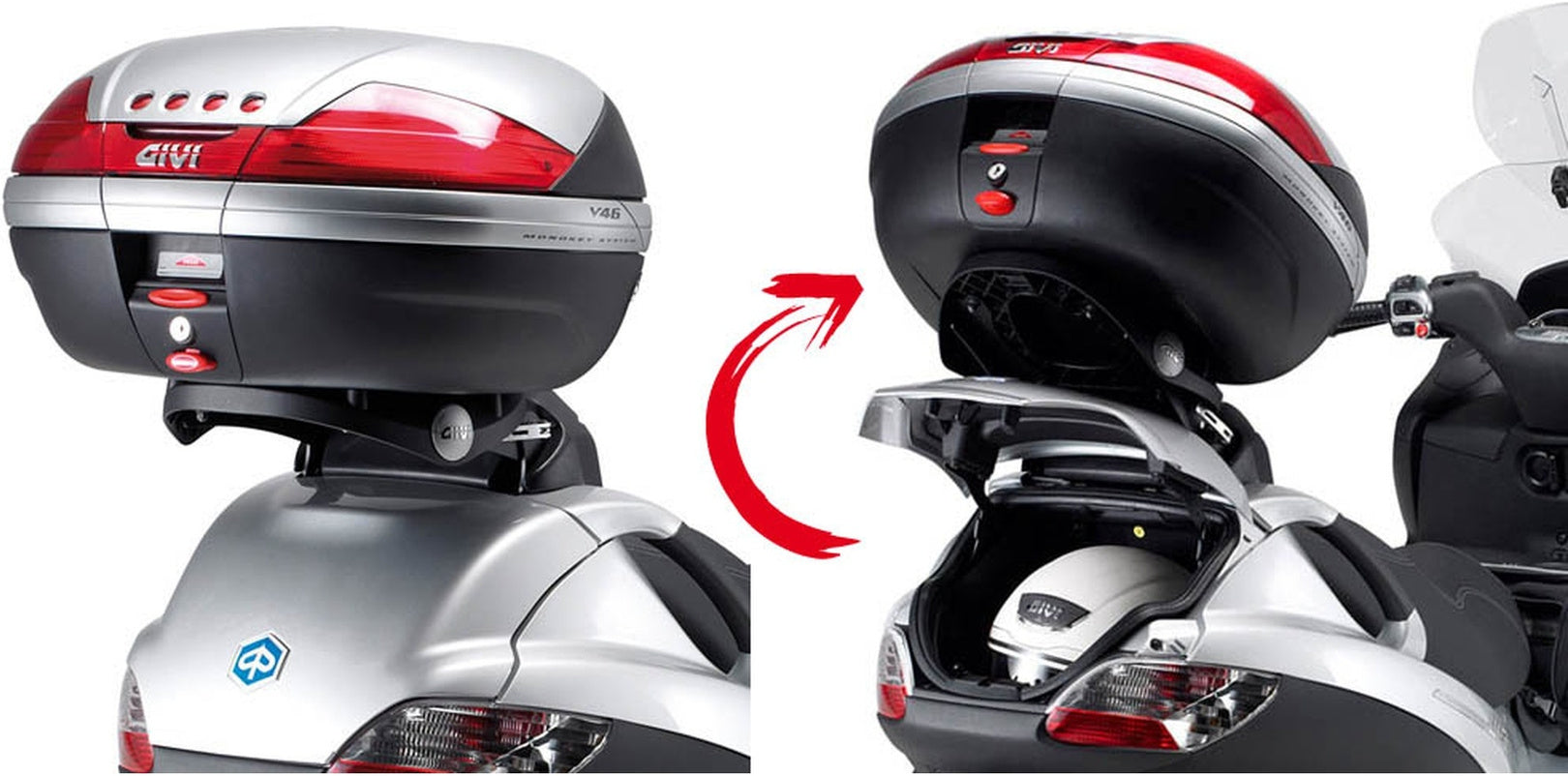 Monokey Trekker Dolomiti Black Aluminium Top Case - 30 Lt Trekker Dolomiti Aluminium - Givi Compatible With Piaggio Mp3 500 Business (2012-2013)