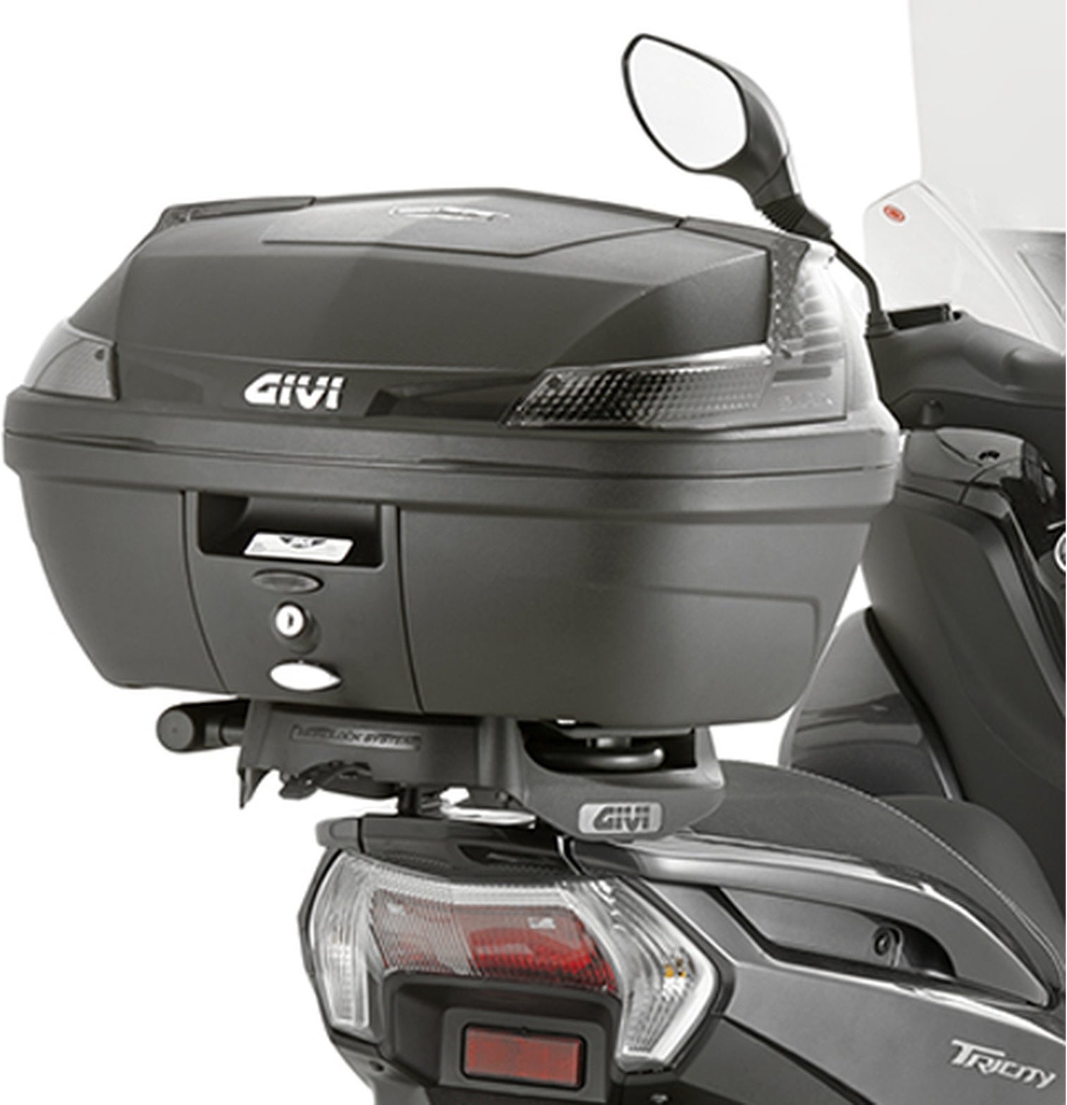 Monolock Blade Black Top Case - 37 Lt Blade Technopolymer - Givi Compatible With Mbk Tryptik 125 (2014-2017)