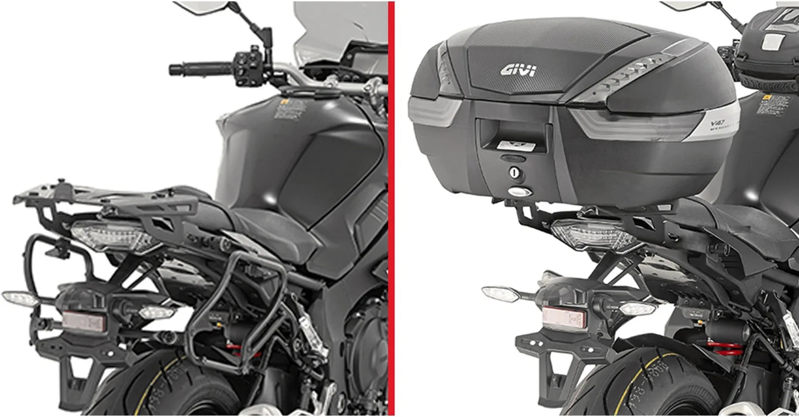 Motorradkoffer Monokey Carbon Look Tech 47 Lt Technopolymer - Givi Kompatibel Mit Yamaha Mt-10 (2016-2021)