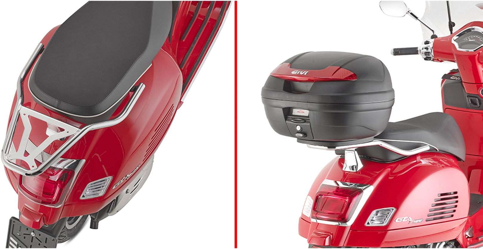 Monolock Riviera Black Top Case - 46 Lt Riviera Technopolymer - Givi Compatible With Piaggio Vespa Gts 125 - 150 - 300 Super (2008-2022)