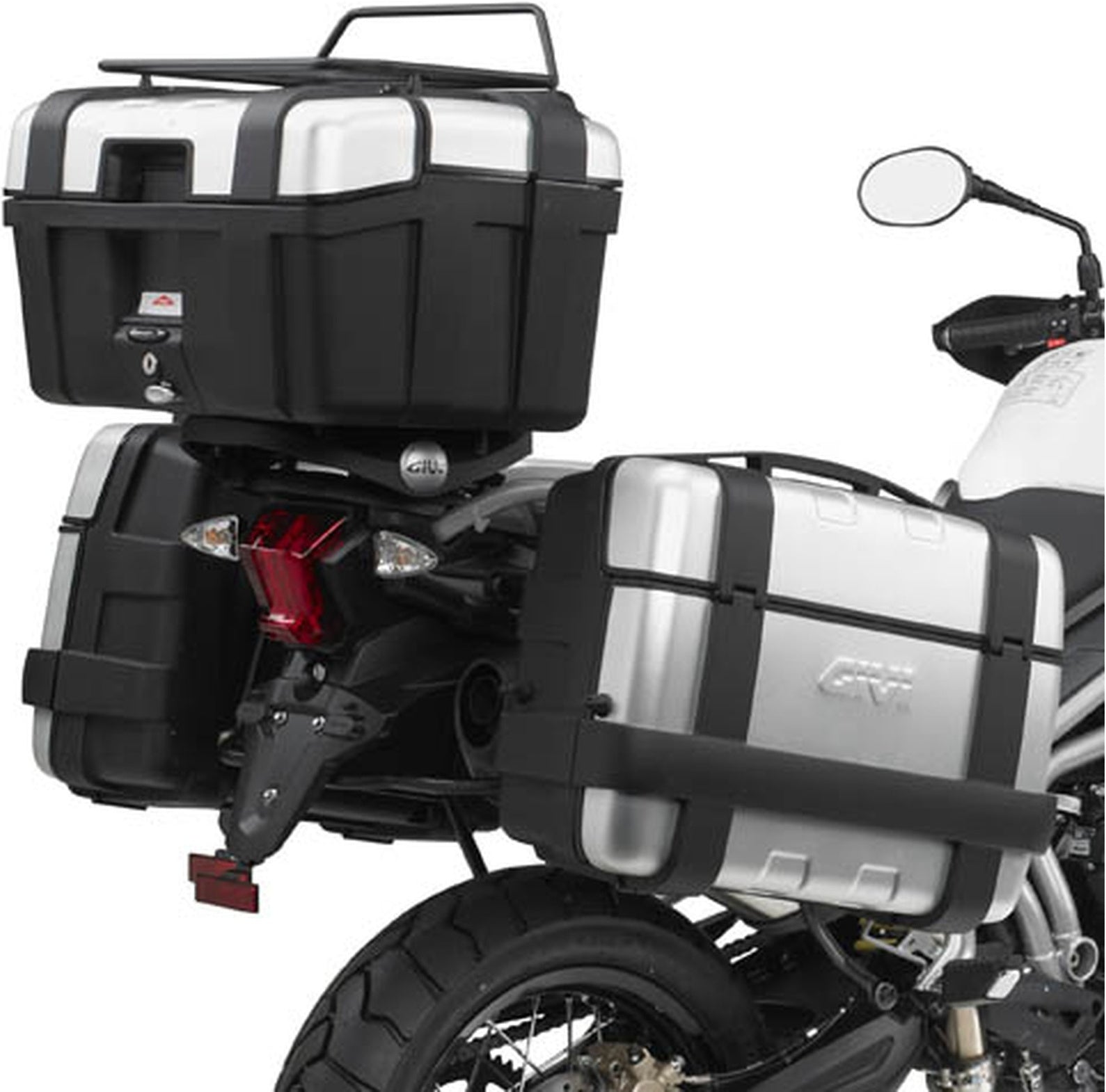 Monokey Trekker Outback Evo Smart Anodized Aluminium Top Case - 42 Lt Trekker Outback Evo Smart Anodized Aluminium - Givi Compatible With Triumph Tiger 800 - Xc - Xr (2011-2017)