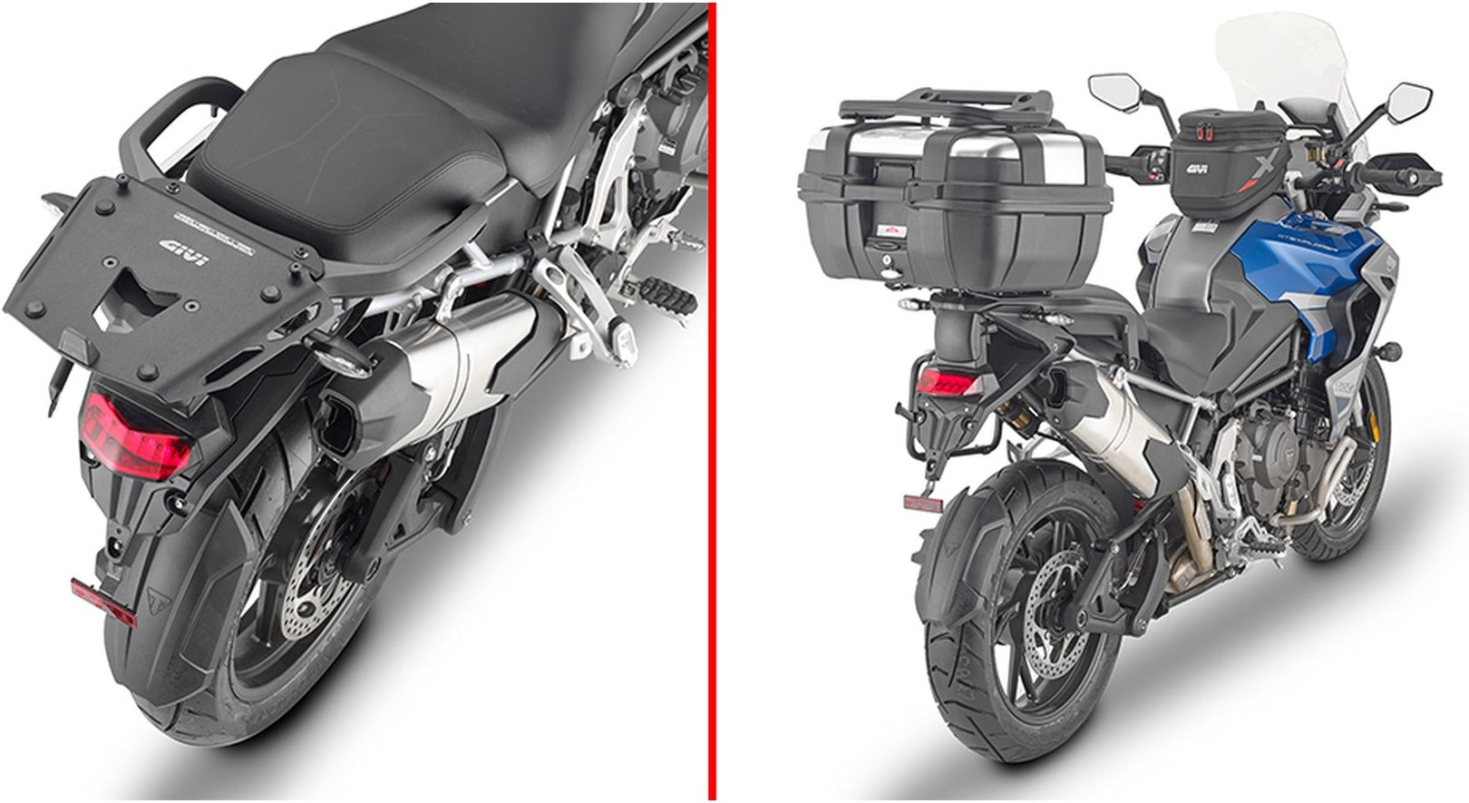 Monokey Trekker Outback Evo Smart Black Aluminium Top Case - 58 Lt Trekker Outback Evo Smart Aluminium - Givi Compatible With Triumph Tiger 1200 Rally Explorer (2022-2024)