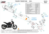 Complete Non-Catalytic Exhaust System With Sound Certification Delta Race Steel Black Carbon - Mivv Compatible With Triumph Trident 660 (2021-2024)
