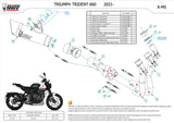 Komplette Auspuffanlage Ohne Katalysator Und Ohne Geräuschzulassung X-M5 Stahl Schwarz Carbon - Mivv Kompatibel Mit Triumph Trident 660 (2021-2024)