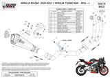 Complete Exhaust System Without Catalytic Converter And Without Sound Certification Delta Race Carbon Carbon - Mivv Compatible With Aprilia Tuono 660 (2021-2024)