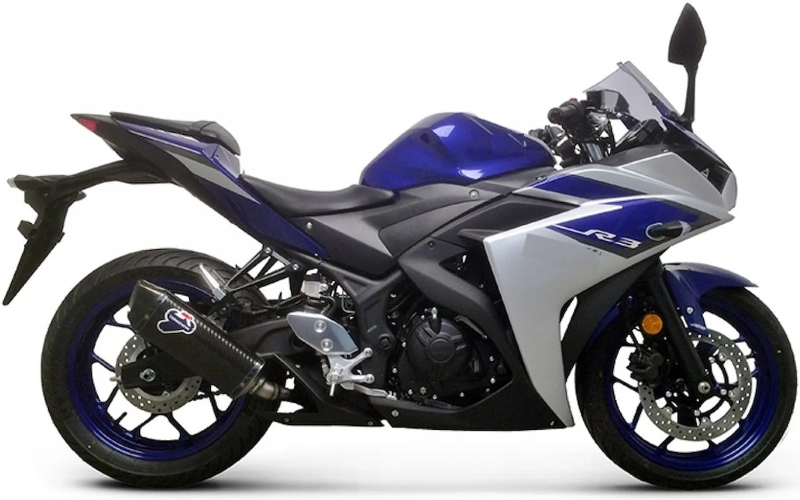 Komplette Auspuffanlage Ohne Katalysator Und Ohne Geräuschzulassung Force Carbon Carbon Cap - Termignoni Kompatibel Mit Yamaha Yzf-R3 (2015-2020)