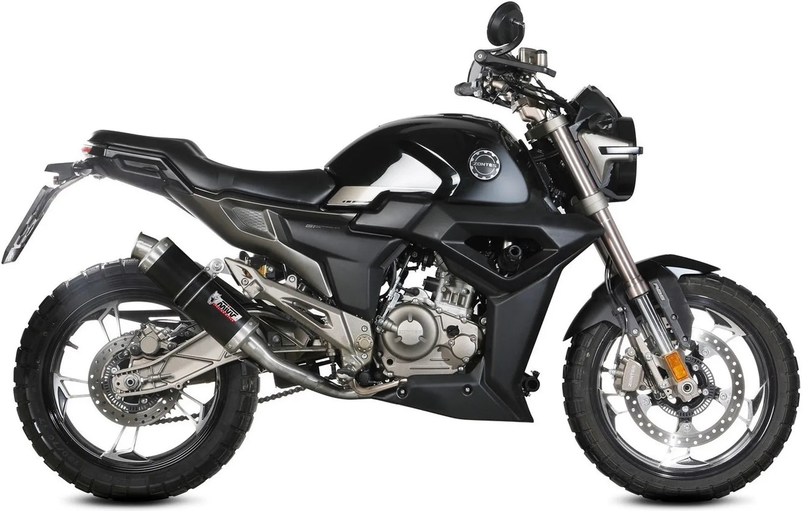 Komplette Auspuffanlage Ohne Katalysator Und Mit Geräuschzulassung Gp Stahl Schwarz - Mivv Kompatibel Mit Zontes Zt 125 G1 (2021-2024)