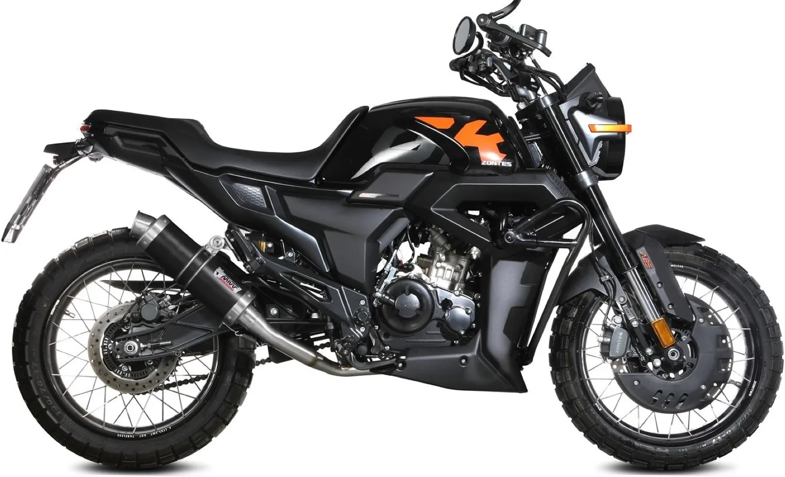 Komplette Auspuffanlage Ohne Katalysator Und Mit Geräuschzulassung Gp Stahl Schwarz - Mivv Kompatibel Mit Zontes Zt 125 Gk (2021-2024)