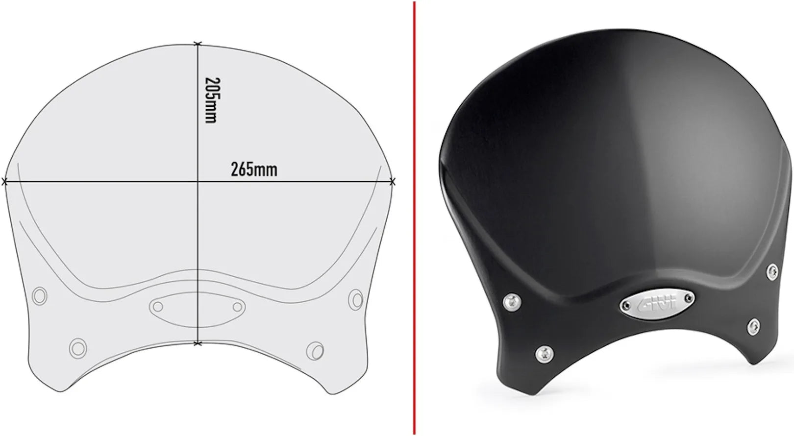 Universal Windschild Race Cafe Schwarz Aluminium - Givi Kompatibel Mit Triumph Trident 660 (2021-2024)