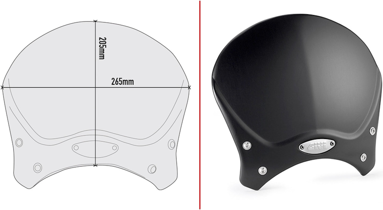 Black Aluminium Race Cafe Wind-Scree Aluminium - Givi Compatible With Benelli Leoncino 800 (2022-2024)