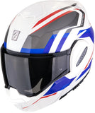 Klapphelm Für Motorrad Scorpion Exo Exo-Tech Evo Polycarbonate Weiß Rot Blau Furio Grösse Xs