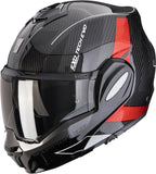 Klapphelm Für Motorrad Scorpion Exo Exo-Tech Evo Carbon Carbon Fiber Schwarz Rot Cad Grösse Xs