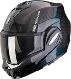 Klapphelm Für Motorrad Scorpion Exo Exo-Tech Evo Carbon Carbon Fiber Schwarz Grün Cad Grösse L