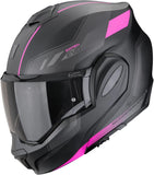 Klapphelm Für Motorrad Scorpion Exo Exo-Tech Evo Polycarbonate Mattschwarz Rosa Socius Grösse M