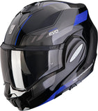 Klapphelm Für Motorrad Scorpion Exo Exo-Tech Evo Polycarbonate Schwarz Blau Socius Grösse Xs