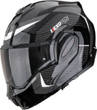 Flip-Up Motorcycle Helmet Scorpion Exo Exo-Tech Evo Pro Ultra Tct Black Silver Acuti Size Xs