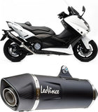 Komplette Auspuffanlage Ohne Katalysator Und Ohne Geräuschzulassung Nero Edelstahl Endkappe Carbon Fiber - Leovince Kompatibel Mit Yamaha Xp 530 T-Max (2012-2016)