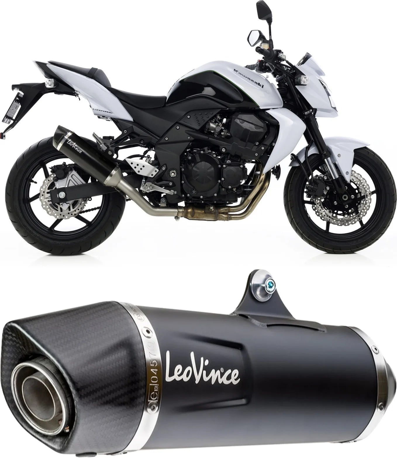 Auspuffendrohr Ohne Geräuschzulassung Nero Edelstahl Endkappe Carbon Fiber - Leovince Kompatibel Mit Kawasaki Z 750 (2007-2014)