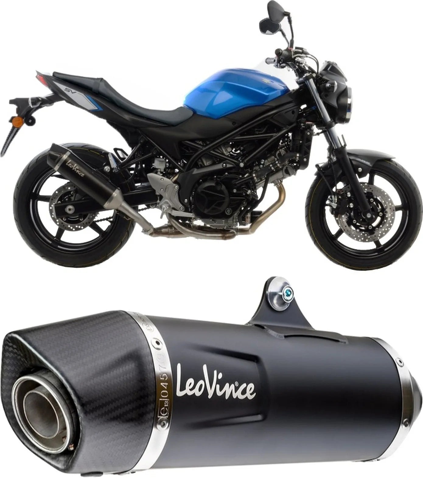 Auspuffendrohr Ohne Geräuschzulassung Nero Edelstahl Endkappe Carbon Fiber - Leovince Kompatibel Mit Suzuki Sv 650 X (2018-2023)