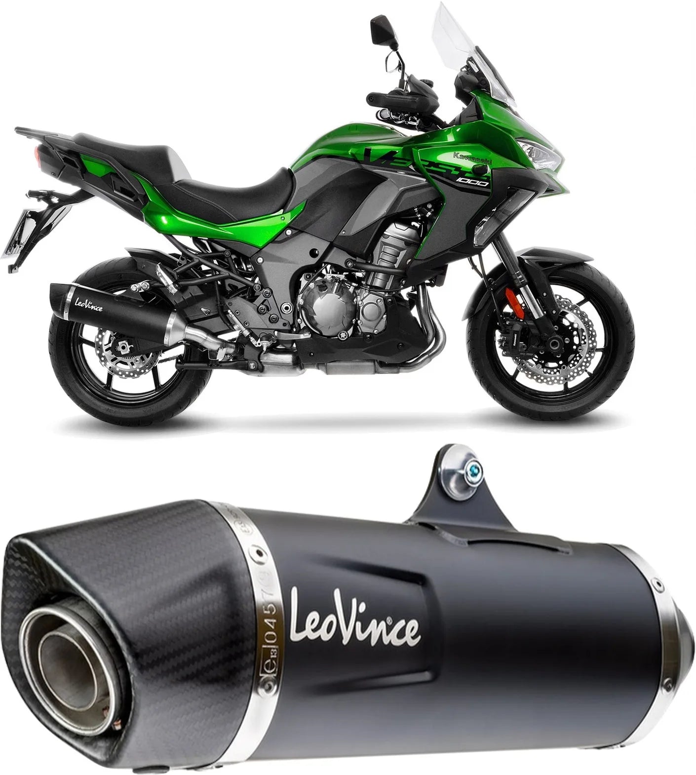Auspuffendrohr Ohne Geräuschzulassung Nero Edelstahl Endkappe Carbon Fiber - Leovince Kompatibel Mit Kawasaki Versys 1000 (2019-2024)