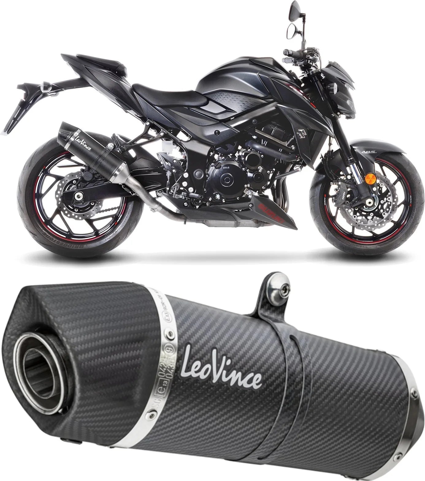 Auspuffendrohr Ohne Geräuschzulassung Lv One Evo Carbon Fiber Endkappe Carbon Fiber - Leovince Kompatibel Mit Suzuki Gsx-S 750 - Z Abs (2017-2020)