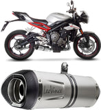 Exhaust Tip Without Sound Certification Lv One Evo Stainless Steel Carbon Fiber End Cap - Leovince Compatible With Triumph Street Triple 765 R - Sa2 (2020-2022)