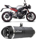 Exhaust Tip Without Sound Certification Lv One Evo Carbon Fiber Carbon Fiber End Cap - Leovince Compatible With Triumph Street Triple 765 R - Sa2 (2020-2022)
