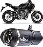 Complete Exhaust System Without Catalytic Converter And Without Sound Certification Lv One Evo Steel Black Carbon Fiber End Cap - Leovince Compatible With Yamaha Mt-07 (2021-2024)