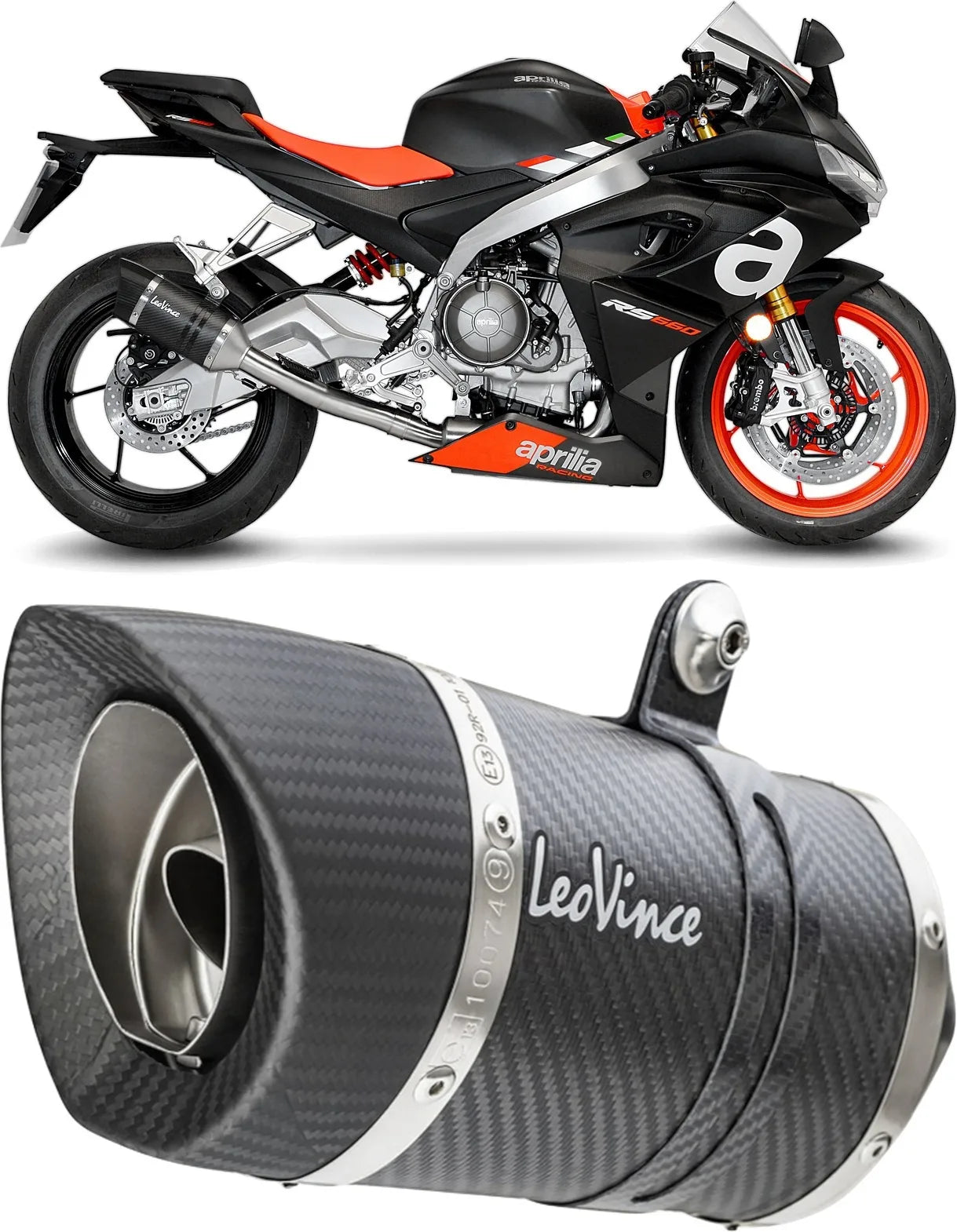 Komplette Auspuffanlage Ohne Katalysator Und Ohne Geräuschzulassung Lv Pro Carbon Fiber Endkappe Carbon Fiber - Leovince Kompatibel Mit Aprilia Rs 660 (2021-2024)