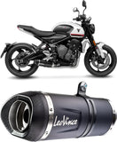 Complete Exhaust System Without Catalytic Converter And Without Sound Certification Lv One Evo Steel Black Carbon Fiber End Cap - Leovince Compatible With Triumph Trident 660 (2021-2024)