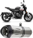 Komplette Auspuffanlage Ohne Katalysator Und Ohne Geräuschzulassung Lv One Evo Edelstahl Endkappe Carbon Fiber - Leovince Kompatibel Mit Triumph Tiger 660 Sport (2022-2024)