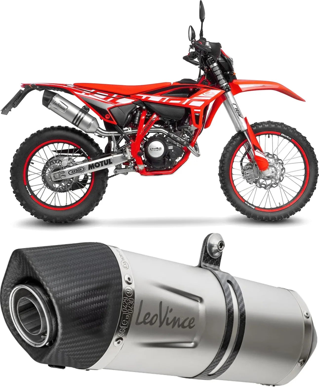 Auspuffendrohr Ohne Geräuschzulassung Lv One Evo Edelstahl Endkappe Carbon Fiber - Leovince Kompatibel Mit Beta Rr 125 Motard Lc 4T (2021-2024)