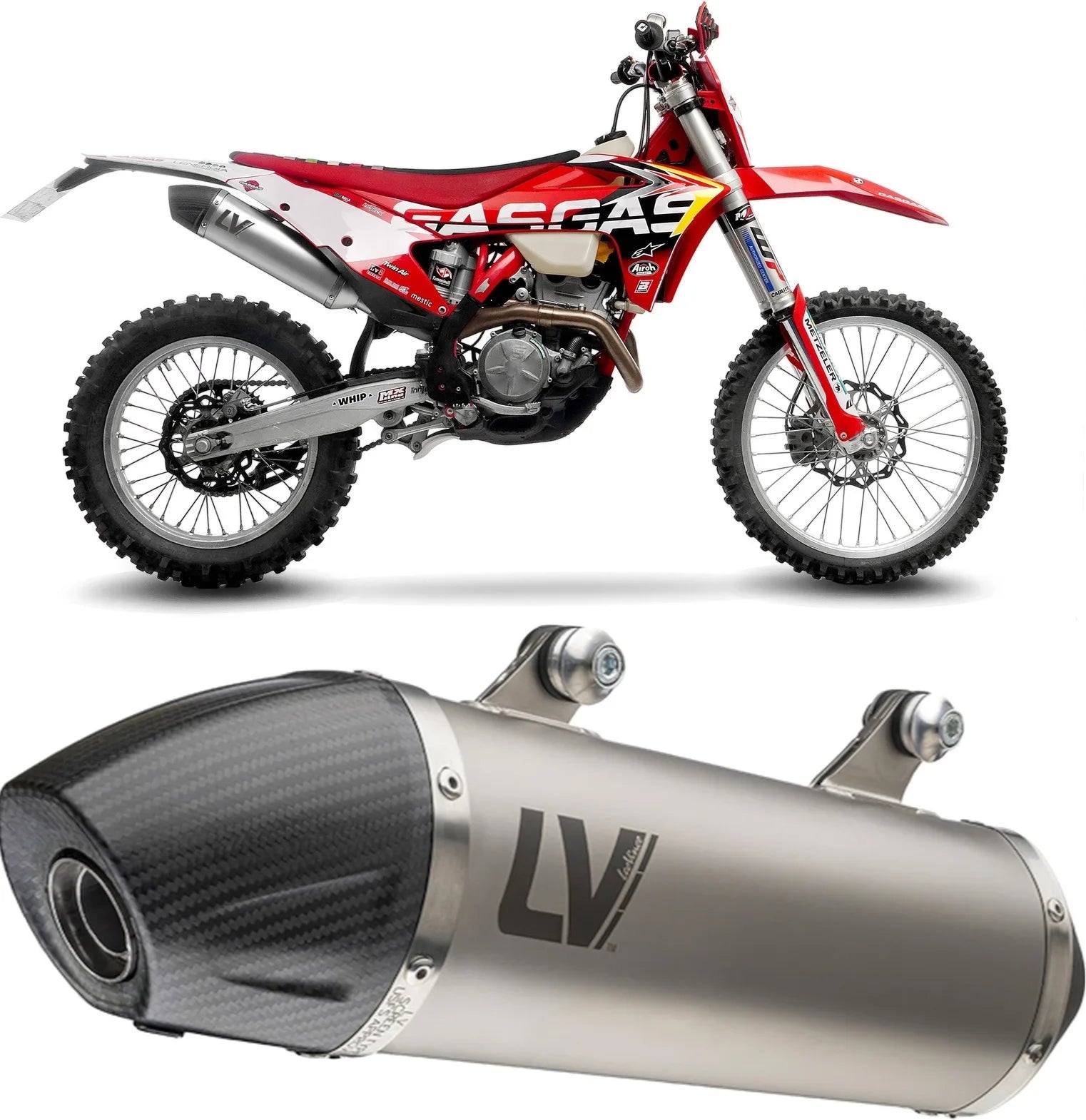 Auspuffendrohr Ohne Geräuschzulassung Lv-X Evo Edelstahl Endkappe Carbon Fiber - Leovince Kompatibel Mit Gasgas Ec 250 F (2020-2023)