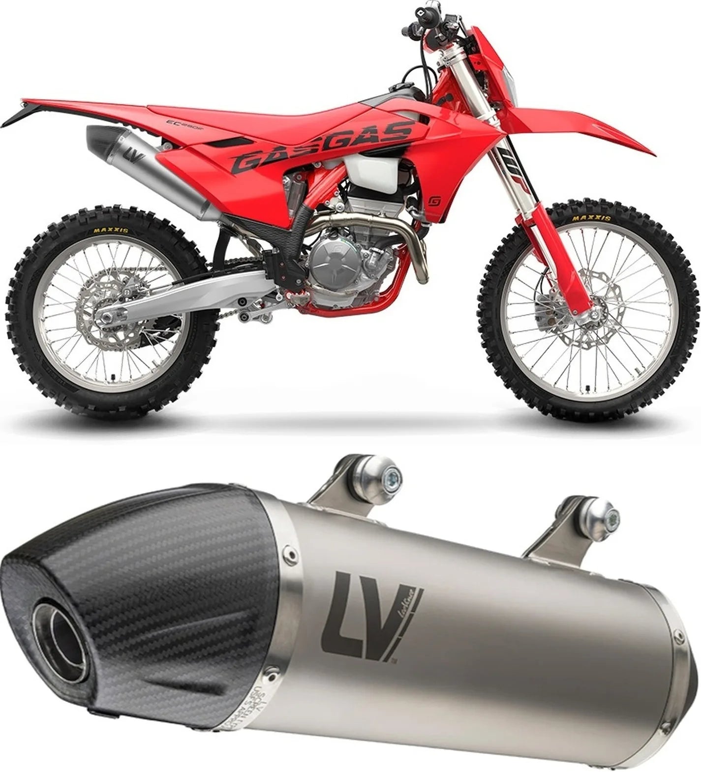 Auspuffendrohr Ohne Geräuschzulassung Lv-X Evo Edelstahl Endkappe Carbon Fiber - Leovince Kompatibel Mit Gasgas Ec 350 F (2024-2025)