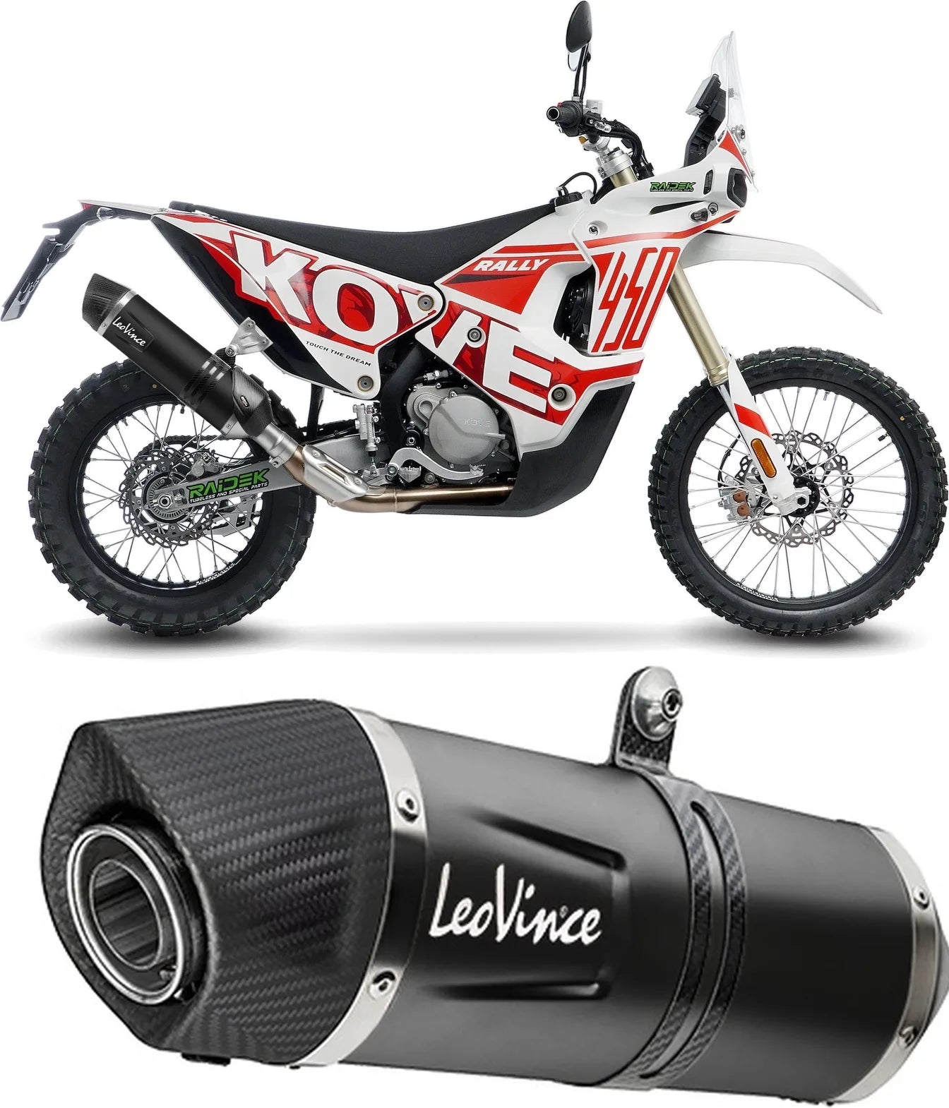 Auspuffendrohr Ohne Geräuschzulassung Lv One Evo Edelstahl Schwarz Endkappe Carbon Fiber - Leovince Kompatibel Mit Kove Moto 450 Rally (2023-2024)