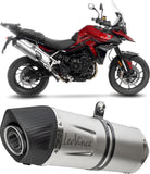 Exhaust Tip Without Sound Certification Lv One Evo Stainless Steel Carbon Fiber End Cap - Leovince Compatible With Triumph Tiger 900 Gt Pro (2024-2026)