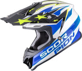 Offroad-Helm Für Motorrad Scorpion Exo Vx-16 Evo Air Polycarbonate Weiß Blau Gelb Patriot Grösse Xs